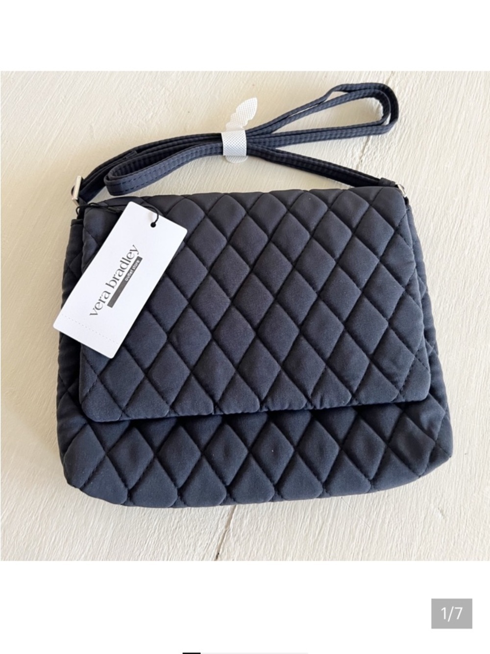 NWT Vera Bradley Small Flap Hipster Moonless Night Quilted Black Crossbody
